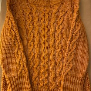 J. Crew Orange Crew Neck Cable Knit Sweater